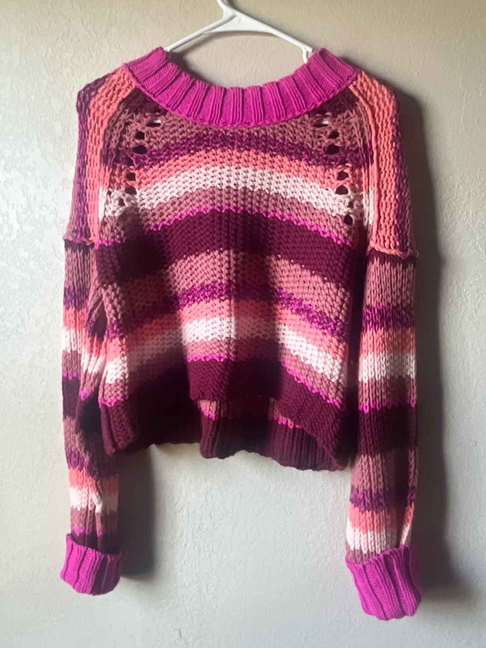Free People Pink Striped Sweater